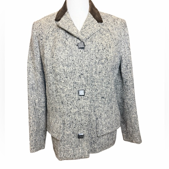True Vintage Donegal Tweed Jacket Henry White Dublin Wool Blazer Velour Collar